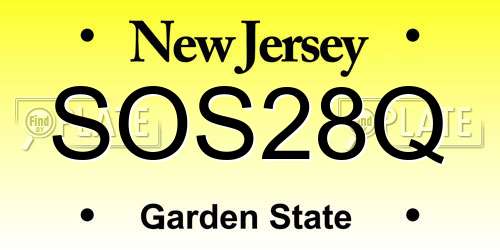 SOS28Q New Jersey License Plate