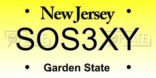 SOS3XY New Jersey License Plate