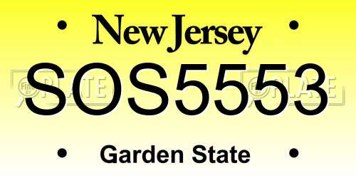 SOS5553 New Jersey License Plate