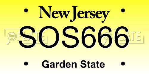 SOS666 New Jersey License Plate