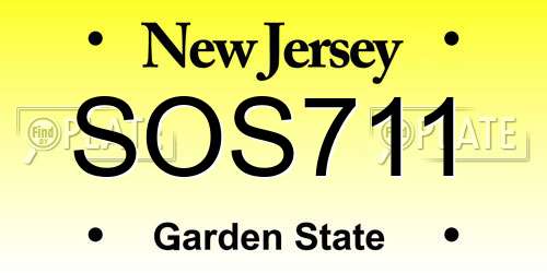 SOS711 New Jersey License Plate