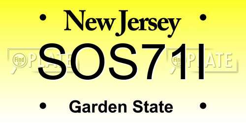 SOS71I New Jersey License Plate