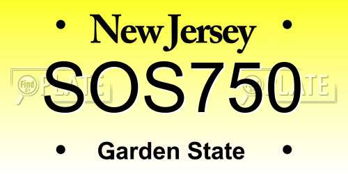SOS750 New Jersey License Plate