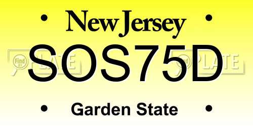 SOS75D New Jersey License Plate