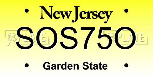 SOS75O New Jersey License Plate