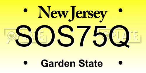 SOS75Q New Jersey License Plate