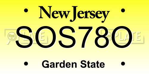 SOS78O New Jersey License Plate