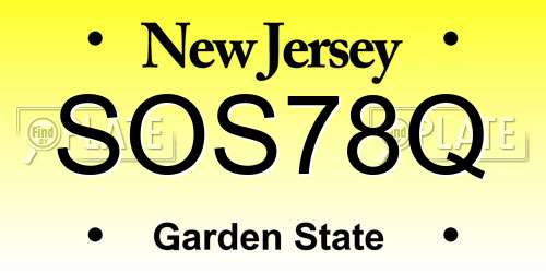 SOS78Q New Jersey License Plate