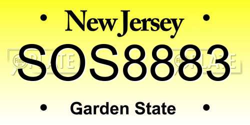 SOS8883 New Jersey License Plate