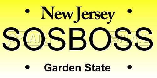 SOSBOSS New Jersey License Plate