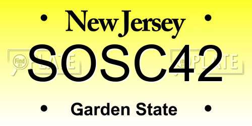 SOSC42 New Jersey License Plate
