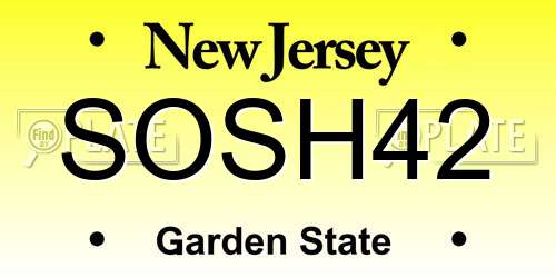 SOSH42 New Jersey License Plate