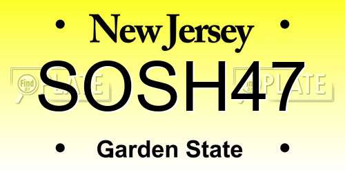 SOSH47 New Jersey License Plate