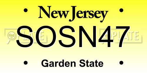 SOSN47 New Jersey License Plate