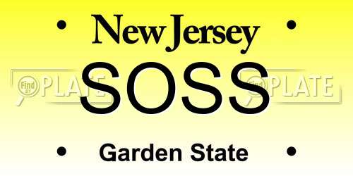 SOSS New Jersey License Plate