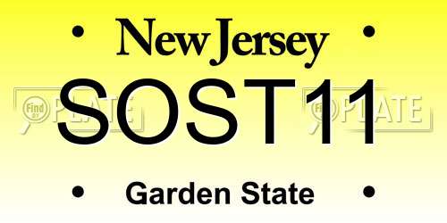 SOST11 New Jersey License Plate