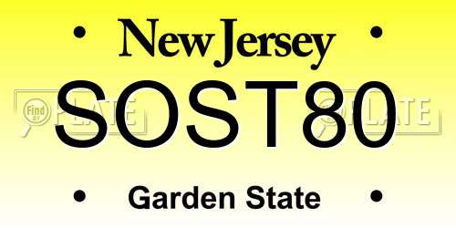 SOST80 New Jersey License Plate