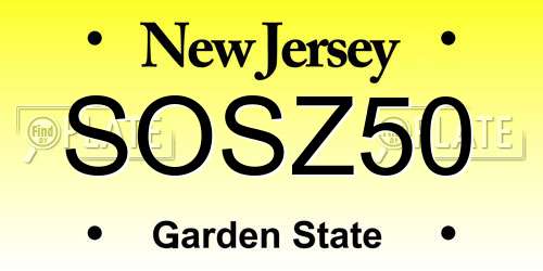 SOSZ50 New Jersey License Plate