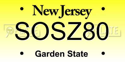 SOSZ80 New Jersey License Plate