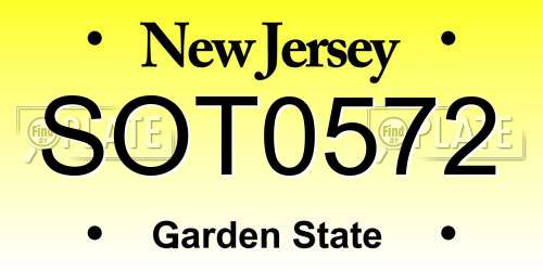SOT0572 New Jersey License Plate