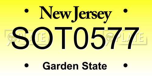 SOT0577 New Jersey License Plate