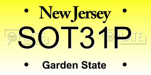 SOT31P New Jersey License Plate