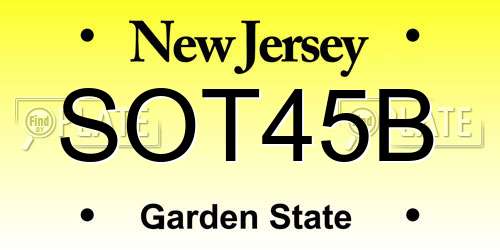 SOT45B New Jersey License Plate