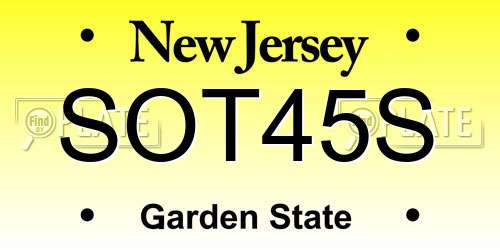 SOT45S New Jersey License Plate