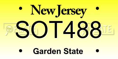 SOT488 New Jersey License Plate