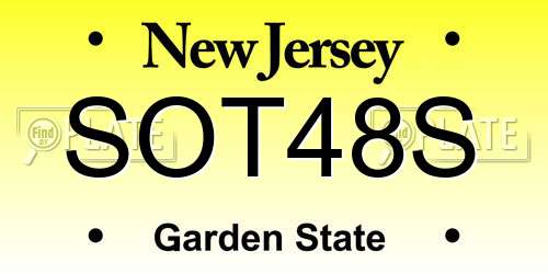 SOT48S New Jersey License Plate