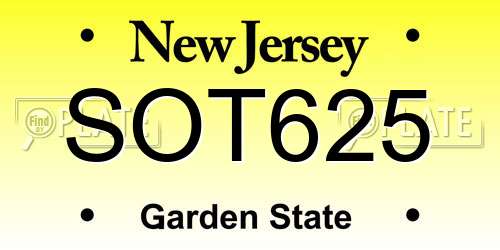 SOT625 New Jersey License Plate