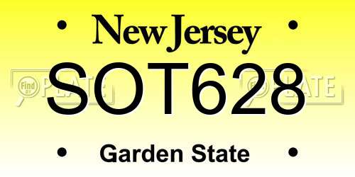 SOT628 New Jersey License Plate