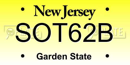 SOT62B New Jersey License Plate