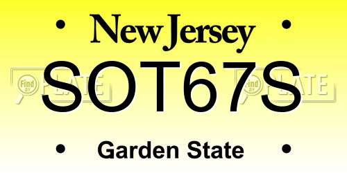 SOT67S New Jersey License Plate