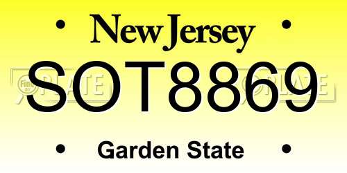 SOT8869 New Jersey License Plate