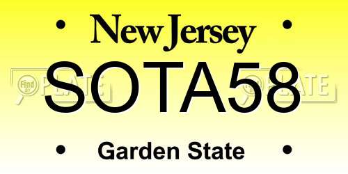 SOTA58 New Jersey License Plate