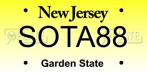 SOTA88 New Jersey License Plate