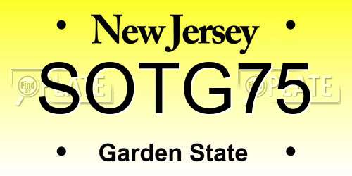 SOTG75 New Jersey License Plate