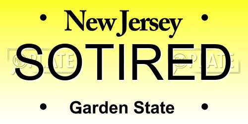 SOTIRED New Jersey License Plate