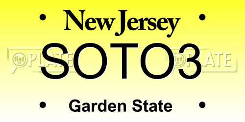 SOTO3 New Jersey License Plate