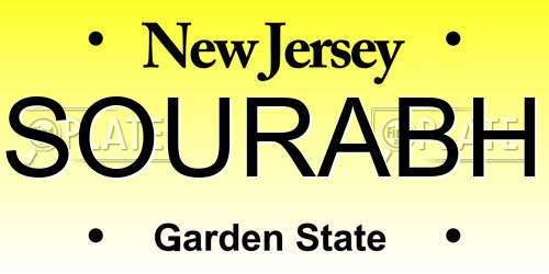 SOURABH New Jersey License Plate