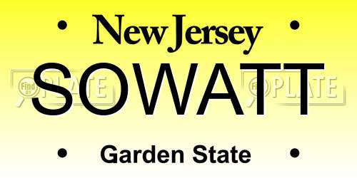 SOWATT New Jersey License Plate