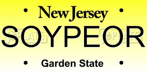 SOYPEOR New Jersey License Plate