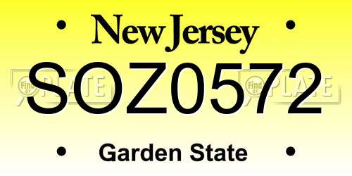 SOZ0572 New Jersey License Plate