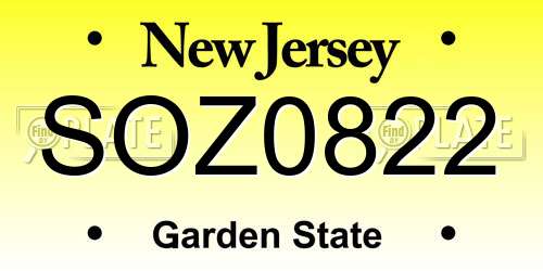 SOZ0822 New Jersey License Plate