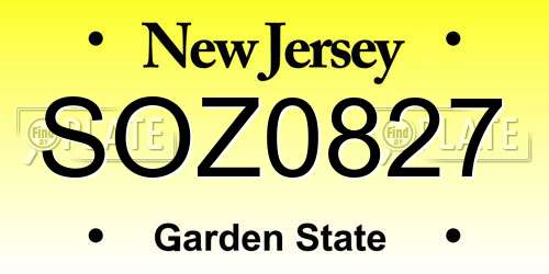 SOZ0827 New Jersey License Plate