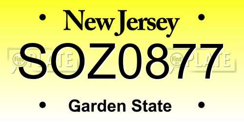 SOZ0877 New Jersey License Plate