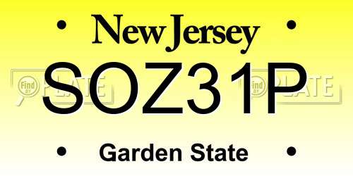 SOZ31P New Jersey License Plate