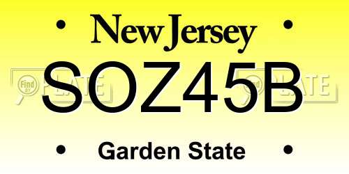 SOZ45B New Jersey License Plate