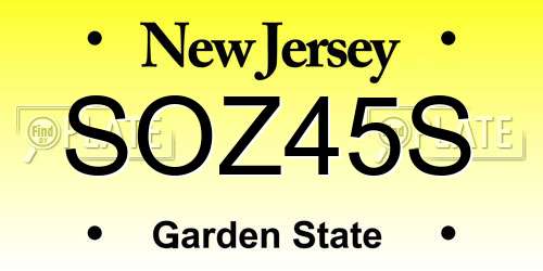 SOZ45S New Jersey License Plate